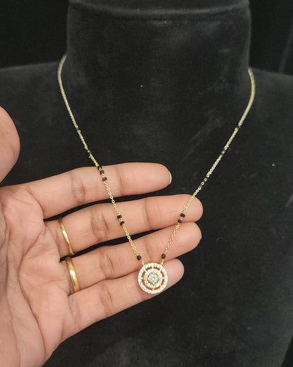 Sparkling CZ Circle Pendent Black Beads