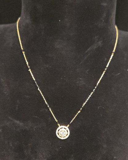 Sparkling CZ Circle Pendent Black Beads