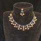 Exotic Dark Blue Floral Polki Necklace Set