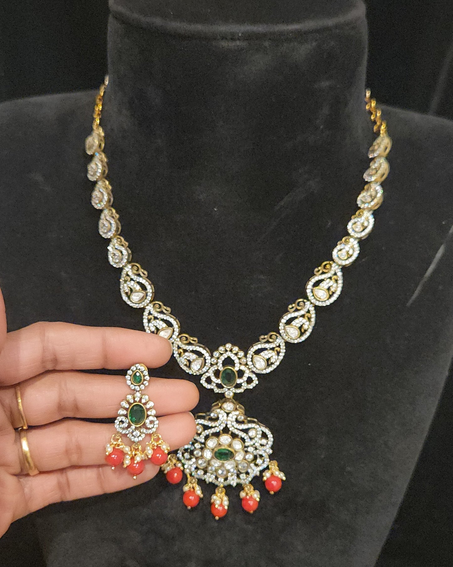 Regal Peacock & Mango Motif Necklace Set