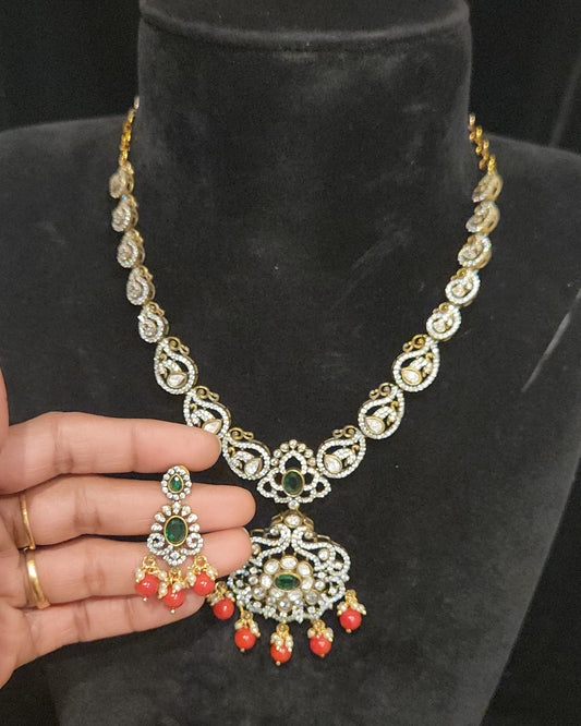 Regal Peacock & Mango Motif Necklace Set