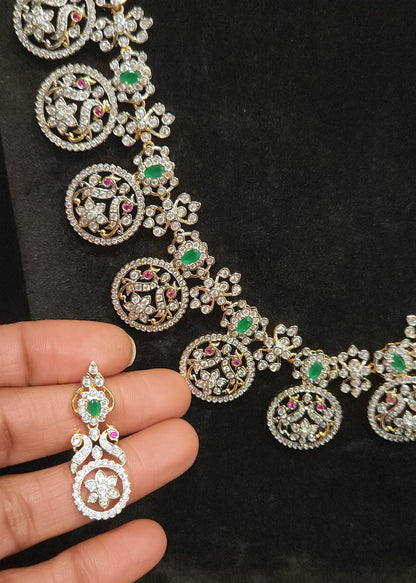 Sparkling Peacock Floral Bottu Mala