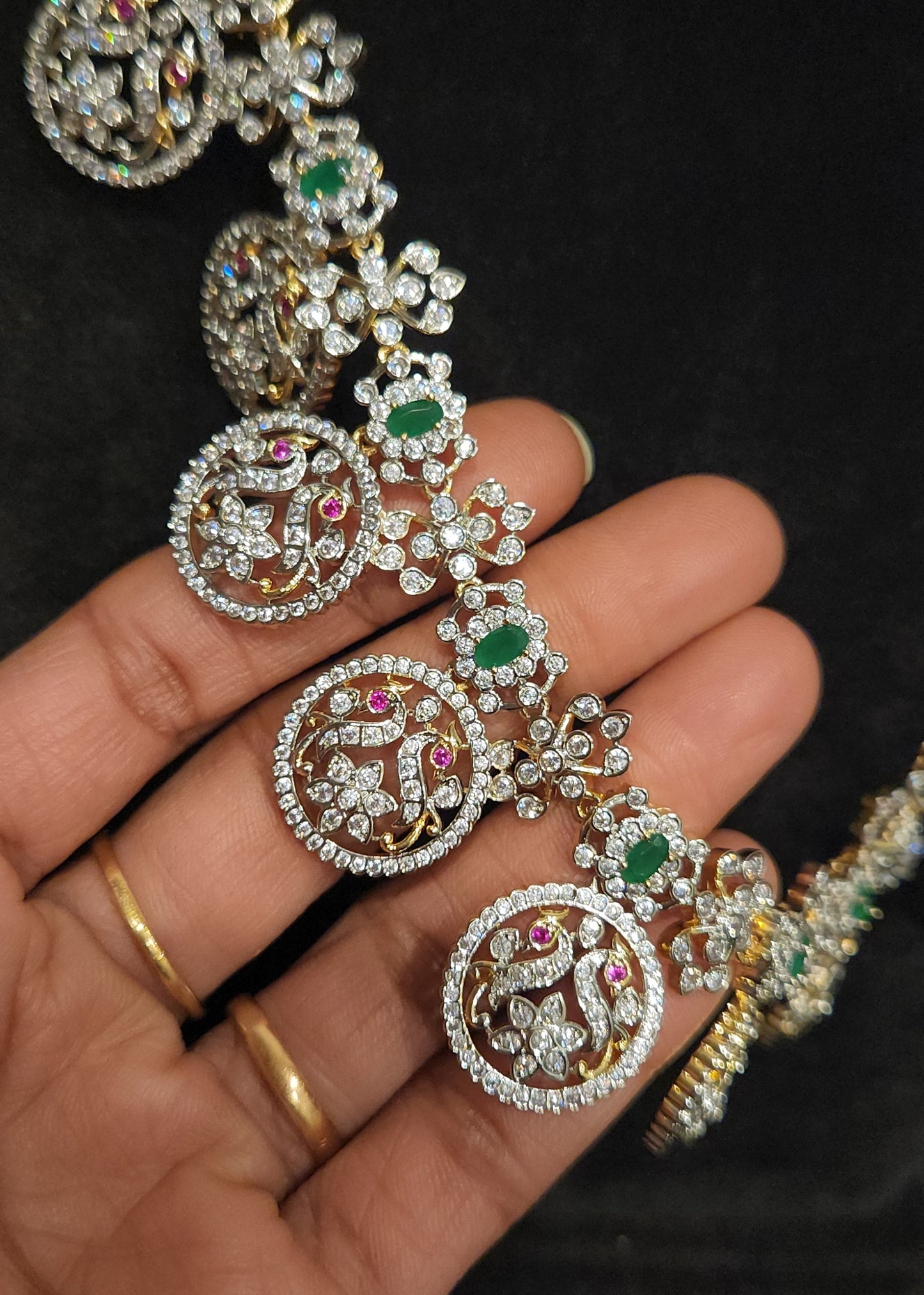 Sparkling Peacock Floral Bottu Mala