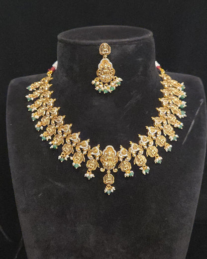 Divine Peacock Lakshmi Bottu Neckset