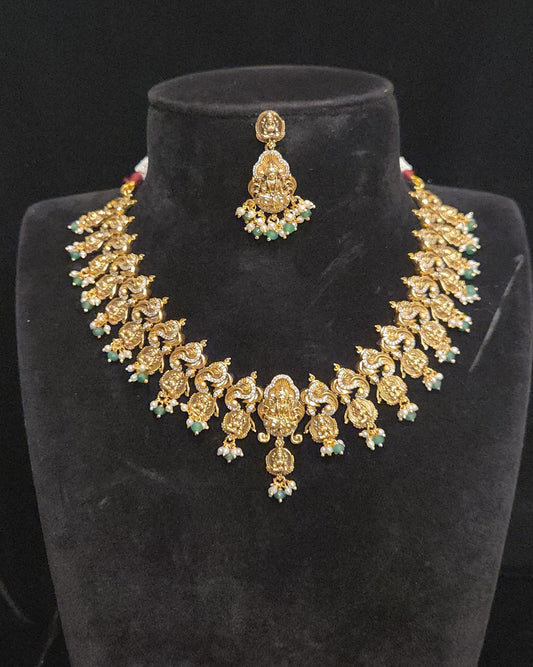 Divine Peacock Lakshmi Bottu Neckset