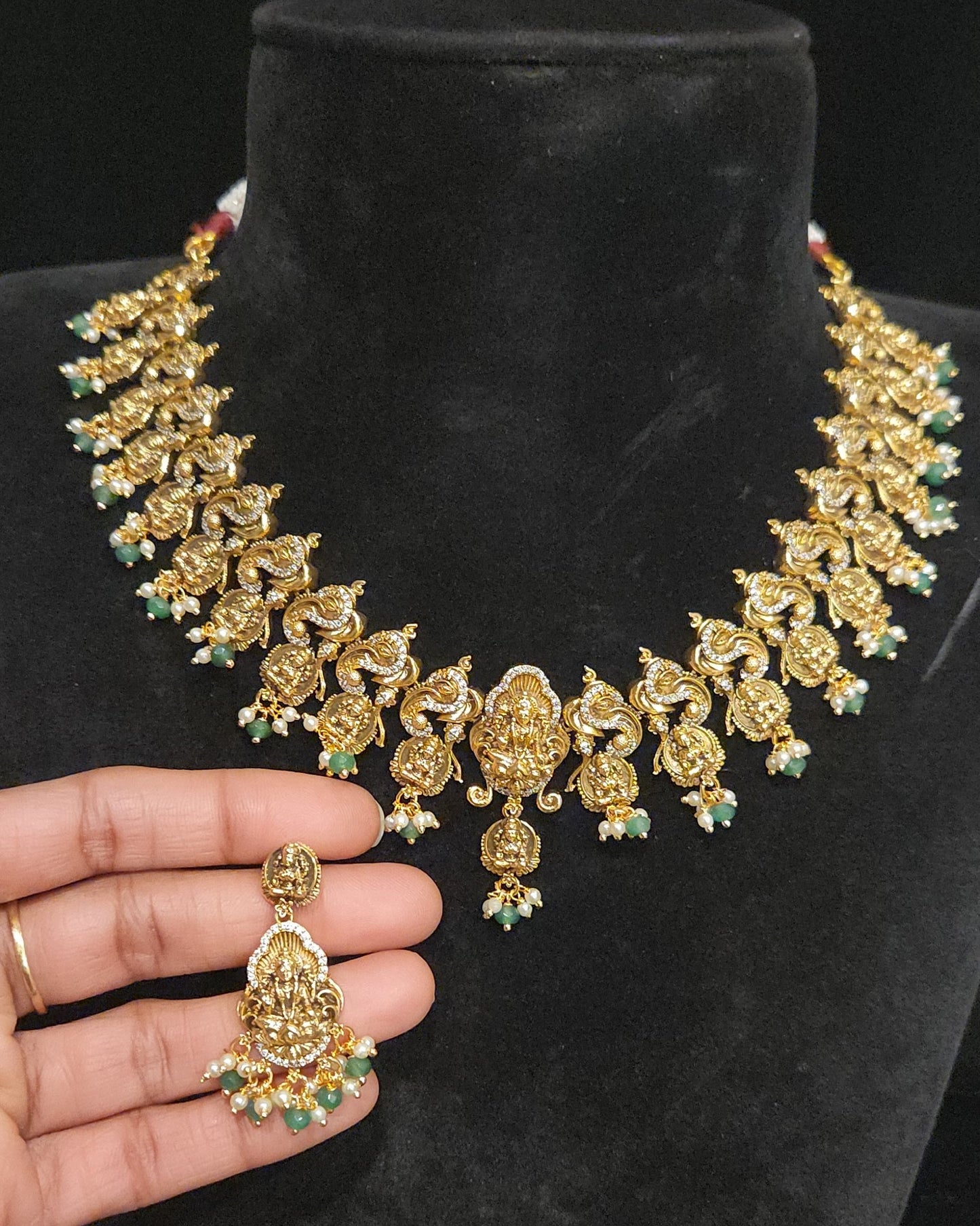 Divine Peacock Lakshmi Bottu Neckset