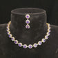 Brilliant Diamond Finish Purple Stone Necklace Set