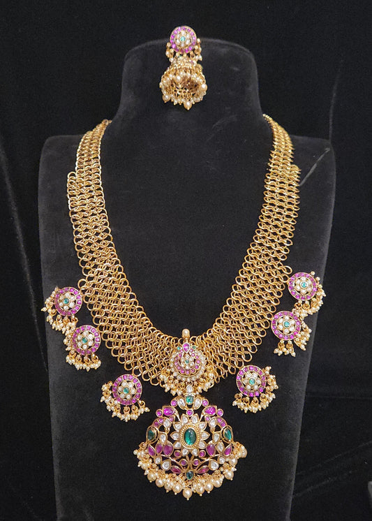 Traditional Kundan Floral Mesh Chain Neckset