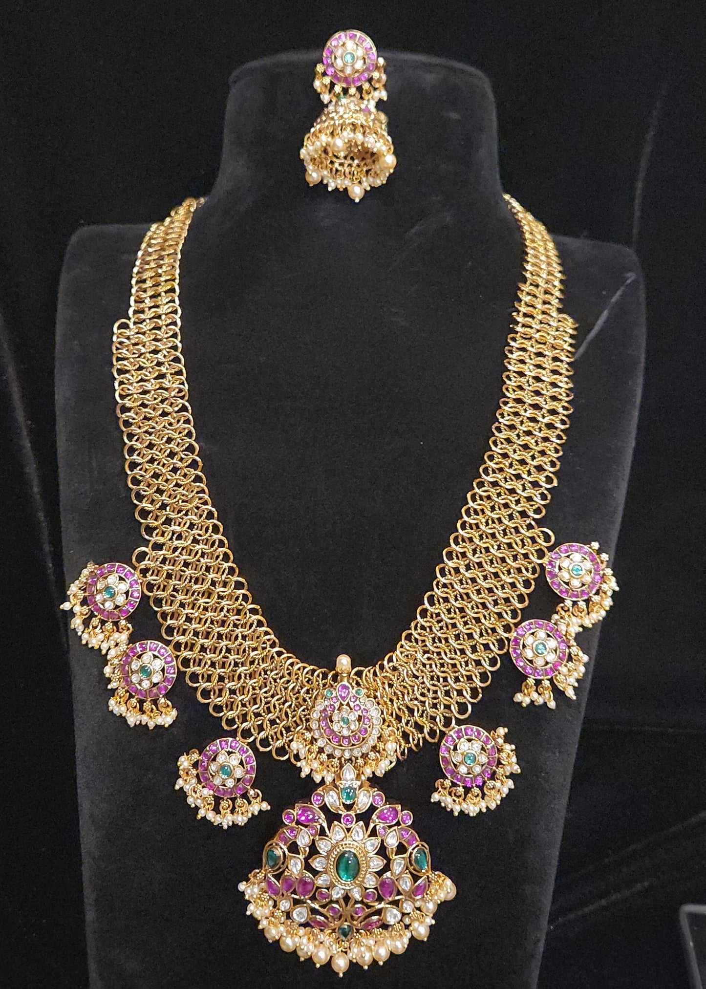 Traditional Kundan Floral Mesh Chain Neckset