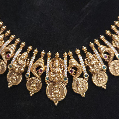Regal Peacock Bottu Antique Necklace Set
