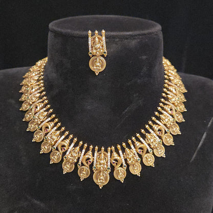 Regal Peacock Bottu Antique Necklace Set
