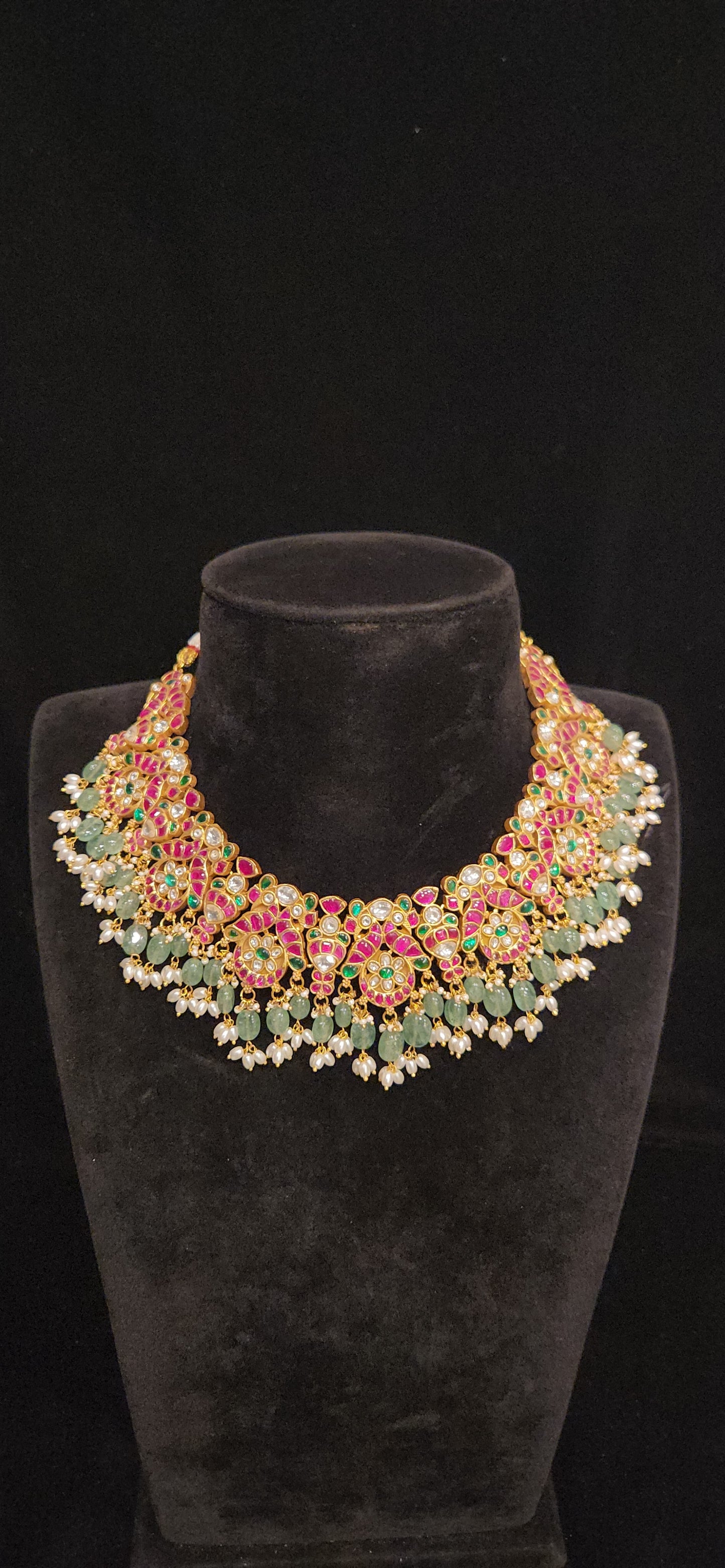 Opulent Jadau Kundan Peacock Chandbali Necklace Set