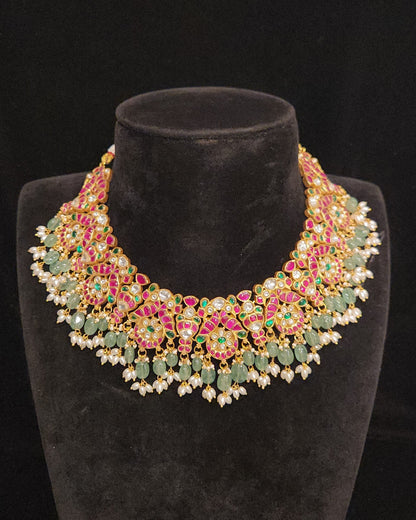 Opulent Jadau Kundan Peacock Chandbali Necklace Set