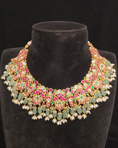 Opulent Jadau Kundan Peacock Chandbali Necklace Set