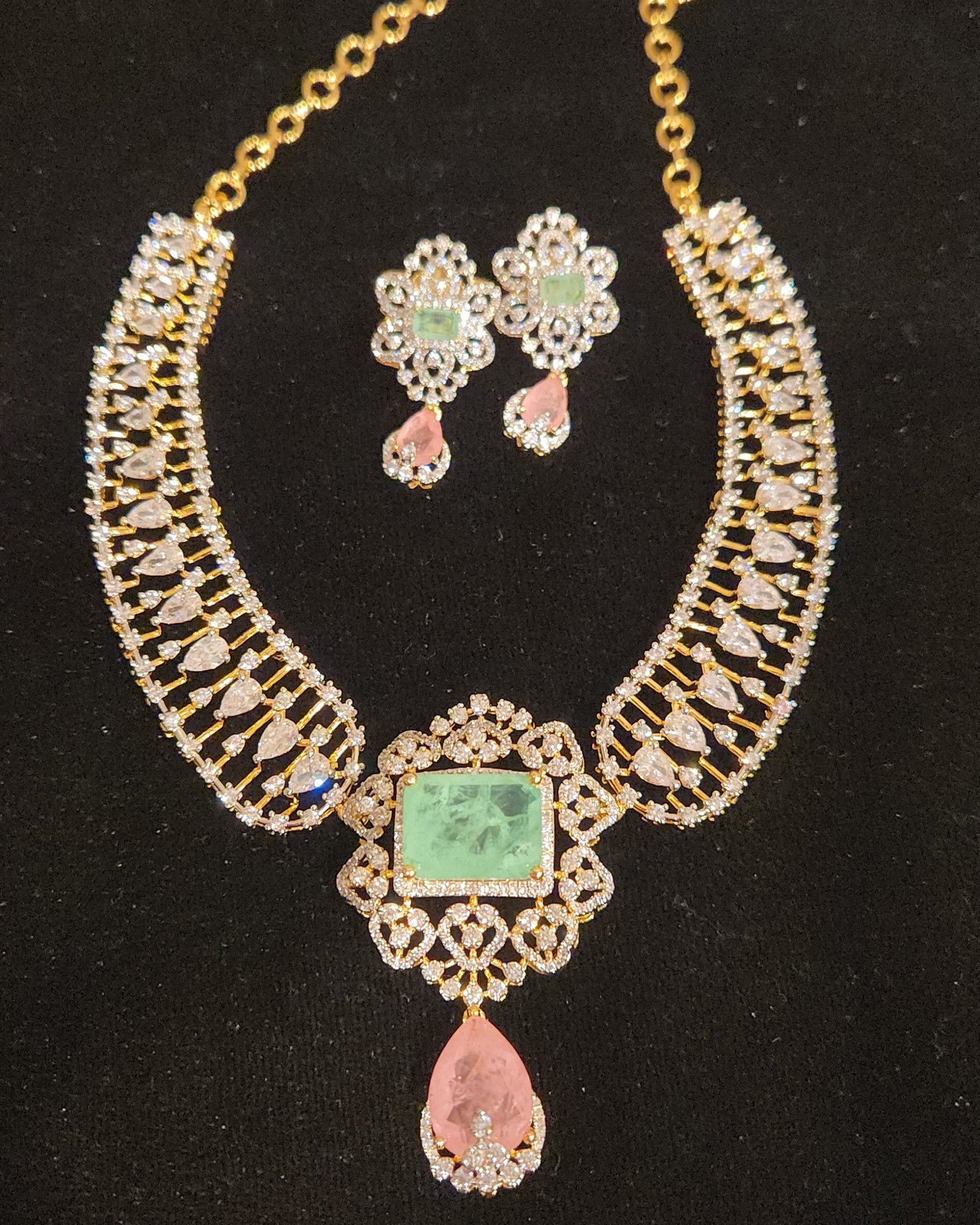 Designer CZ Kante Set with Double Eight Pendant