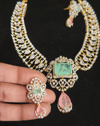 Designer CZ Kante Set with Double Eight Pendant