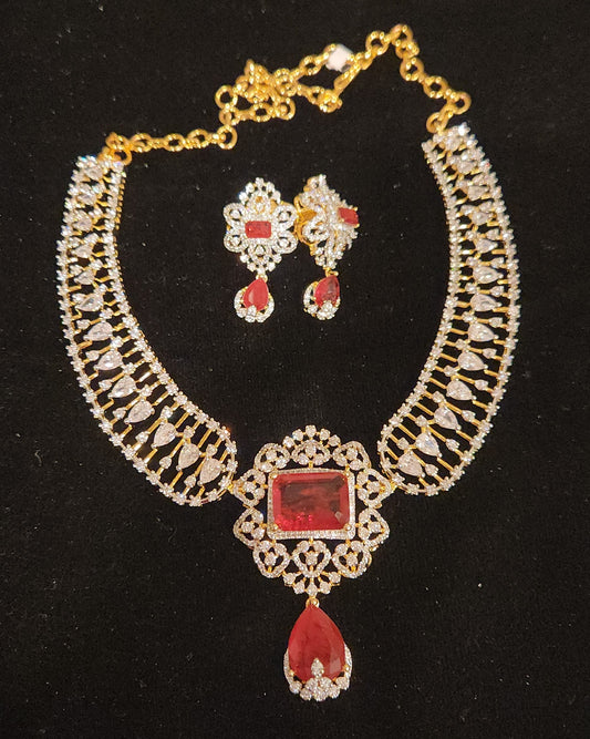 Designer CZ Kante Set with Double Eight Pendant