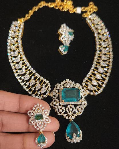 Designer CZ Kante Set with Double Eight Pendant