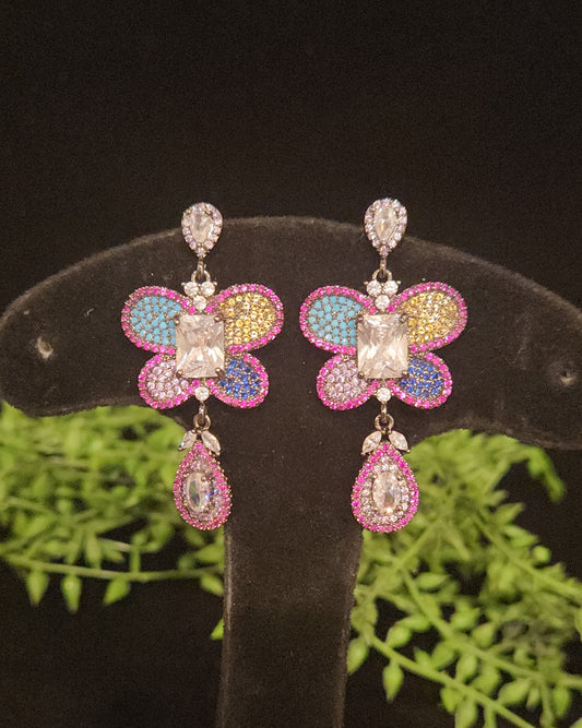 Whimsical Multi Color Butterfly  Earrings