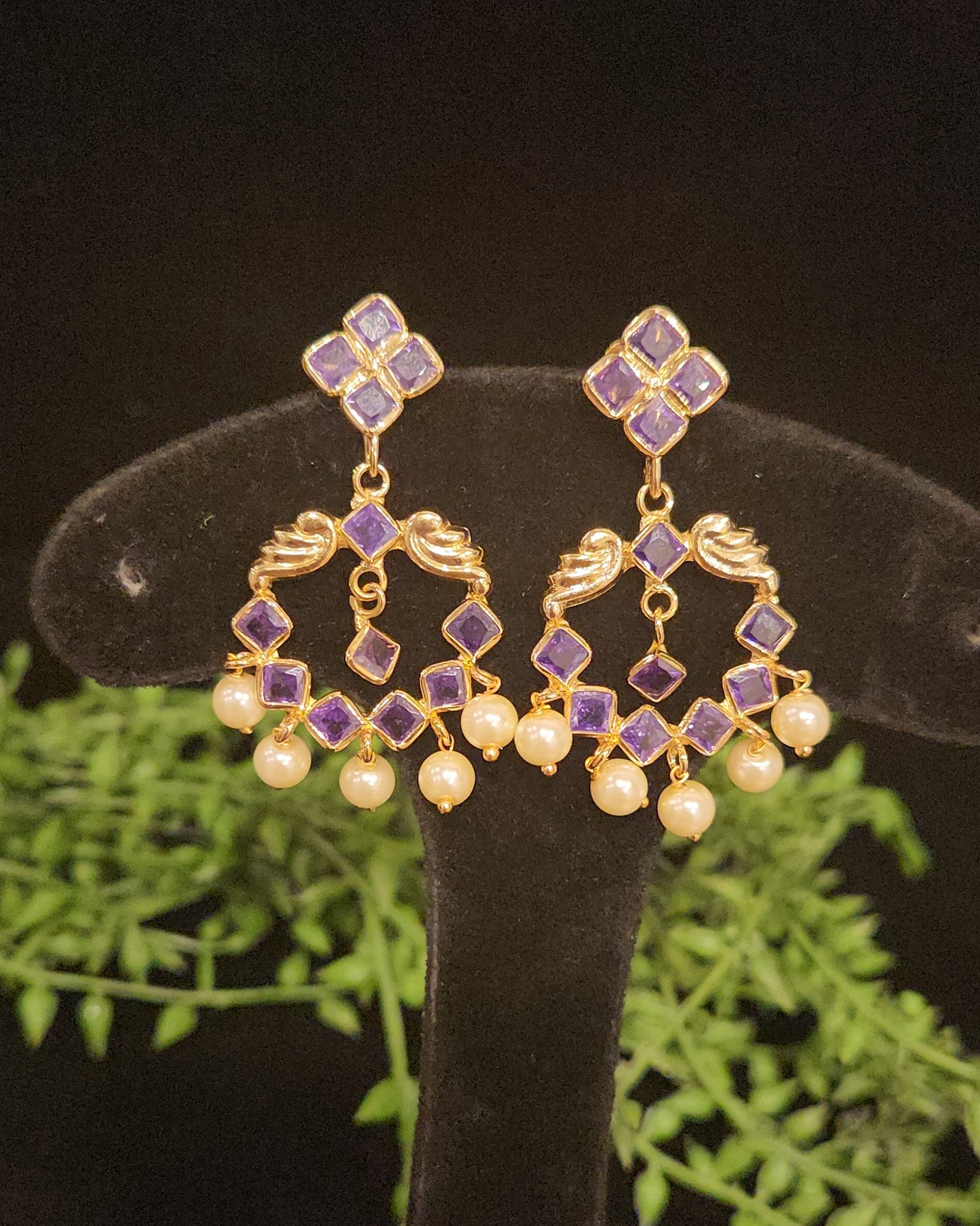 Designer polki Kundan Pearl Drop Earrings