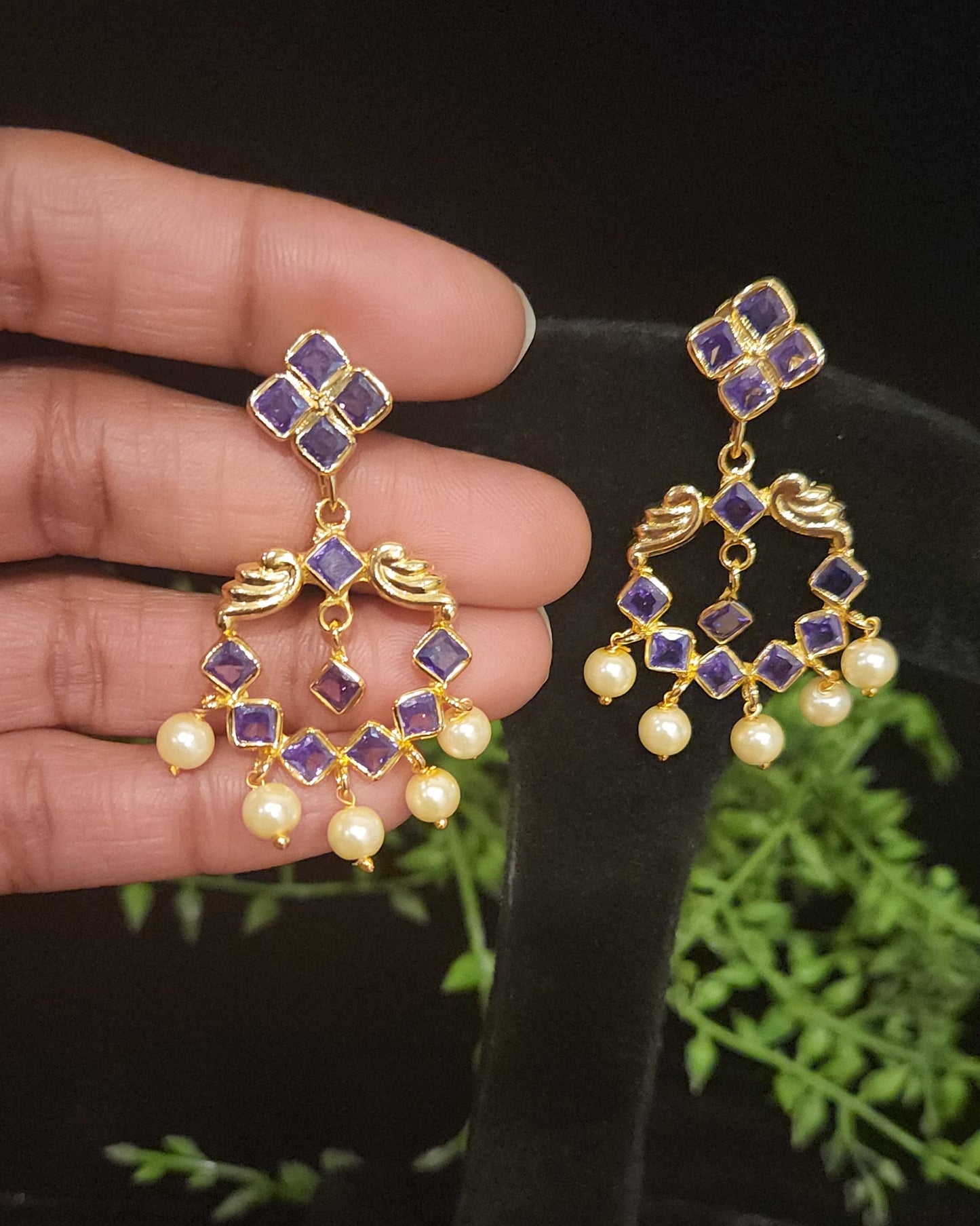 Designer polki Kundan Pearl Drop Earrings