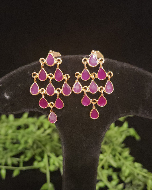 Designer Sparkling Polki Kundan Drop Earrings