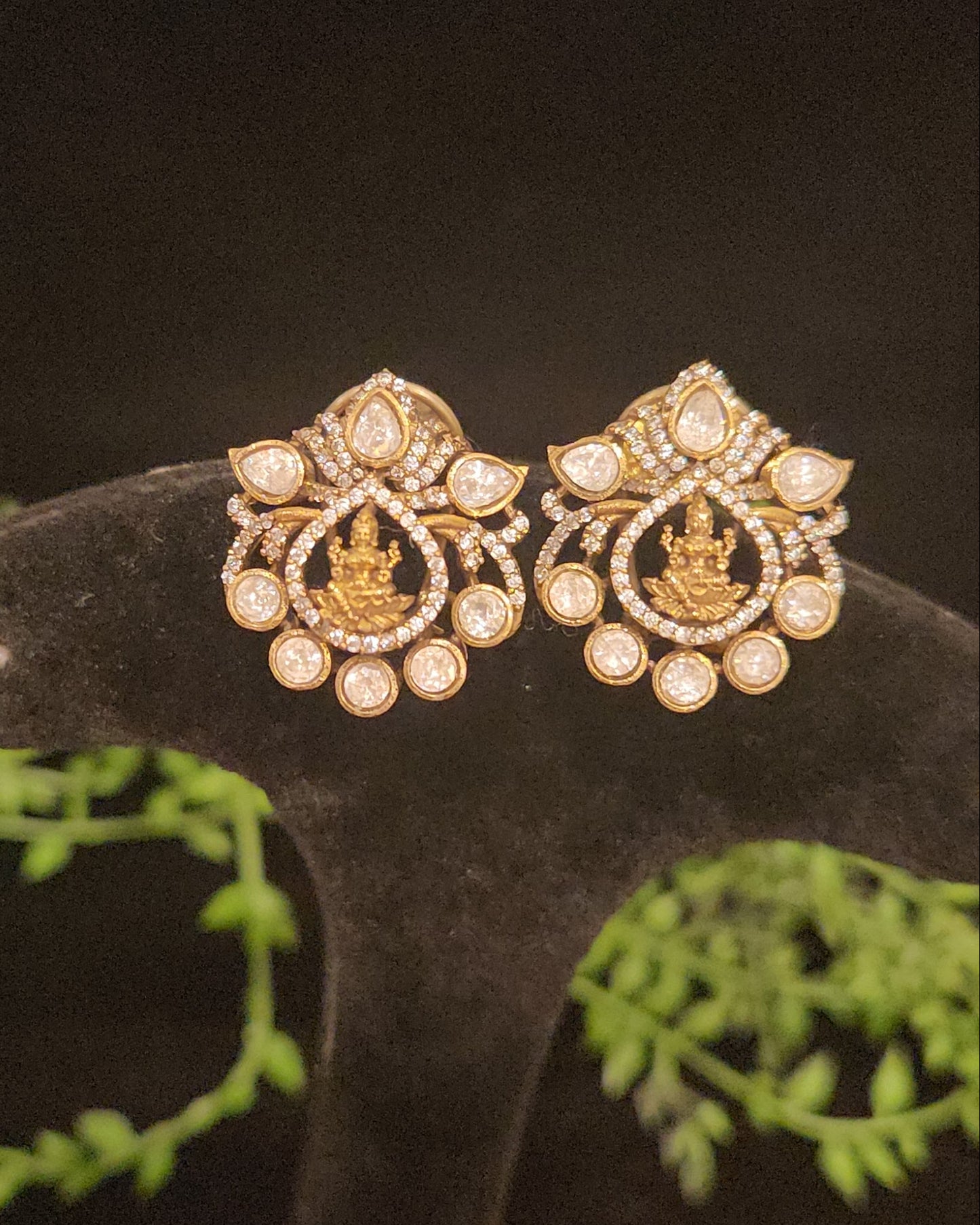 Auspicious Lakshmi Devi Moissanite Studs