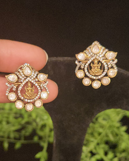 Auspicious Lakshmi Devi Moissanite Studs