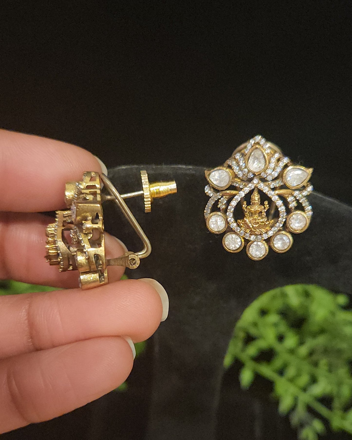 Auspicious Lakshmi Devi Moissanite Studs