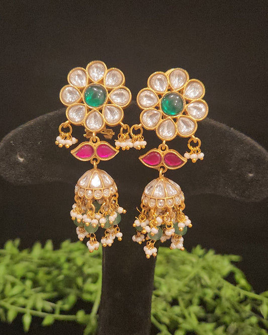 Timeless Floral Kundan Jhumka Earrings