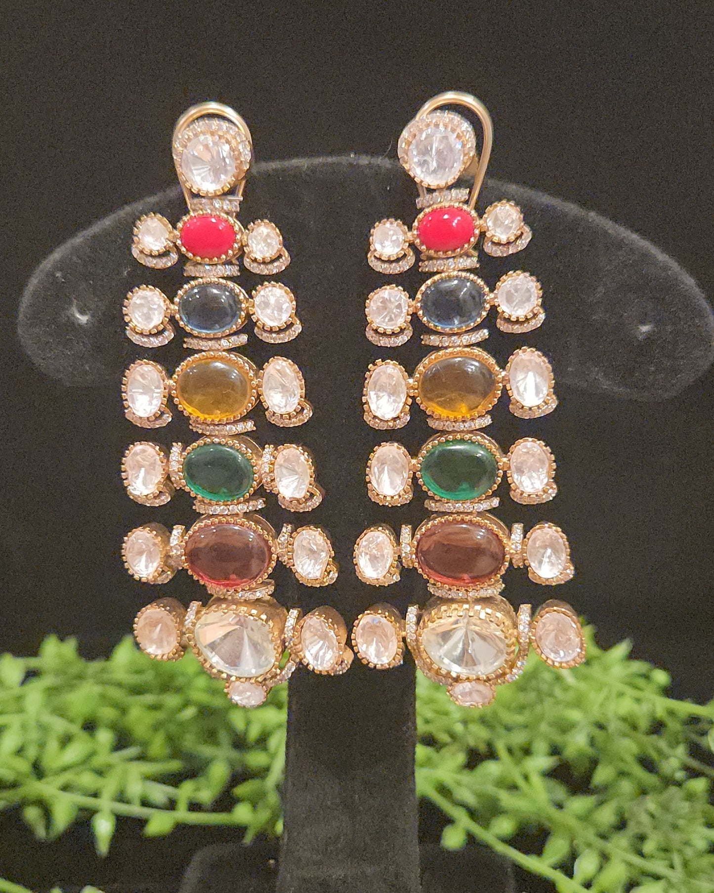 Vibrant Multi Color Double Eight Long Earrings