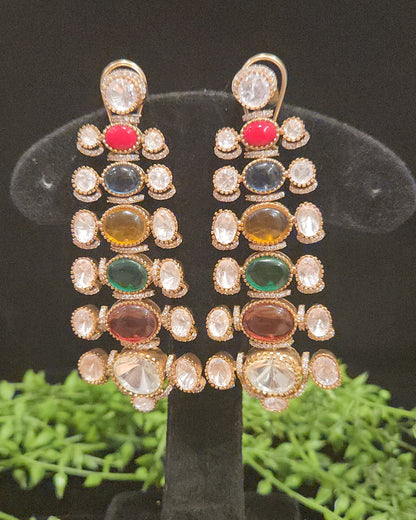 Vibrant Multi Color Double Eight Long Earrings