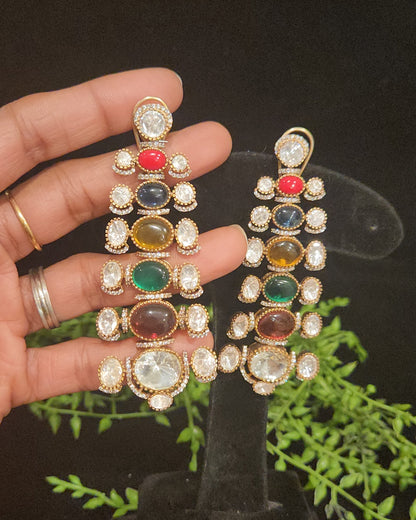 Vibrant Multi Color Double Eight Long Earrings