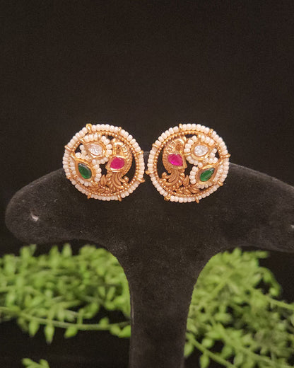 Elegant Peacock Design Stud Earrings