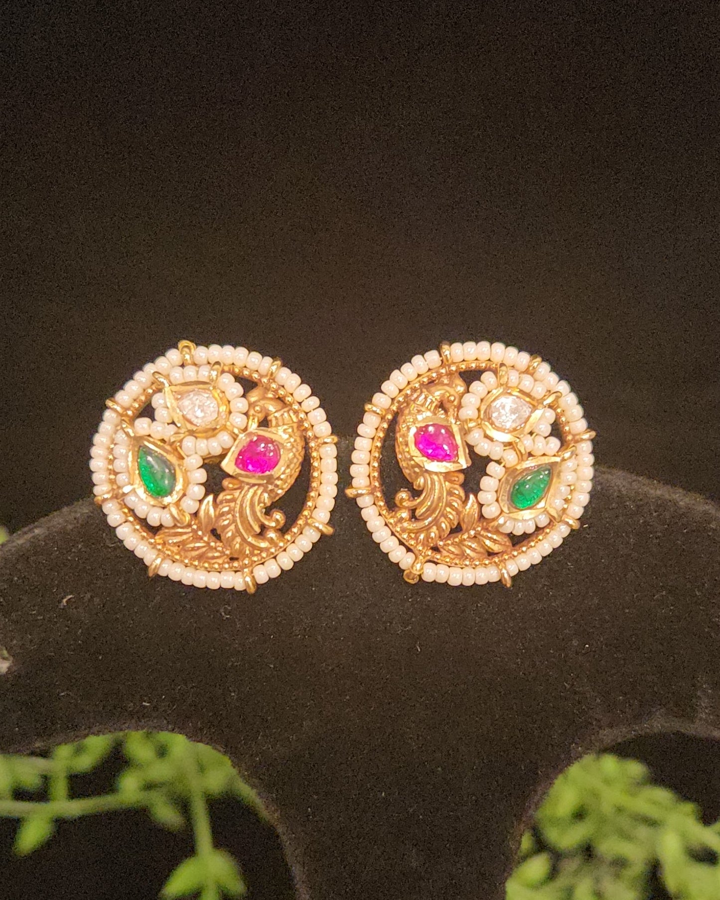 Elegant Peacock Design Stud Earrings