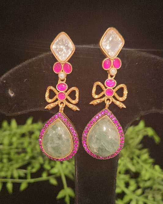 Sparkling Tear Drop Double Eight Dangle Earrings