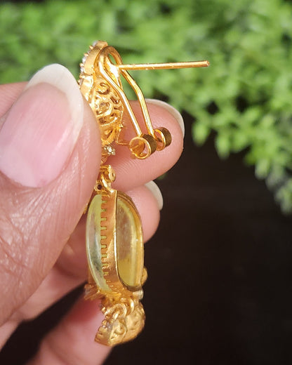 Elegant Floral Double Eight Stone Drop Earrings