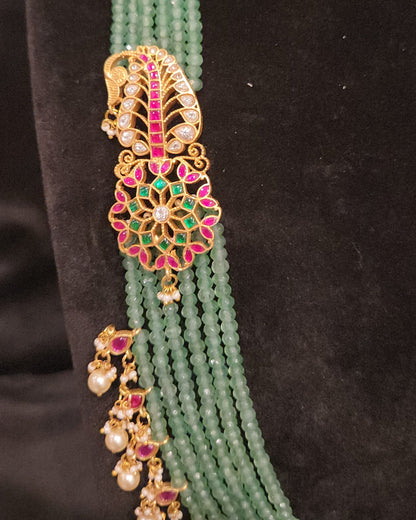 Majestic Six-Layered Onyx beads Kundan Haram