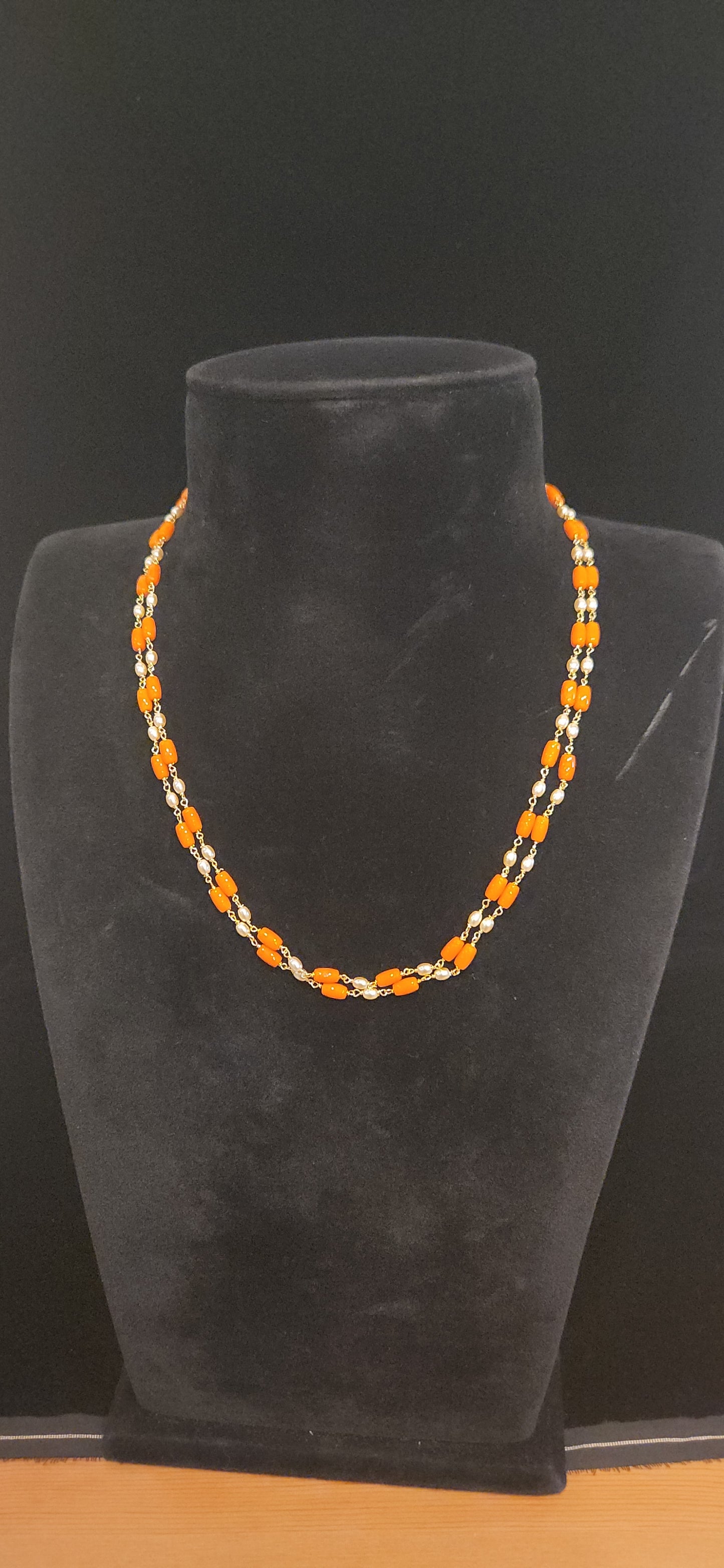 Classic Double Layered Coral & Pearls Mala
