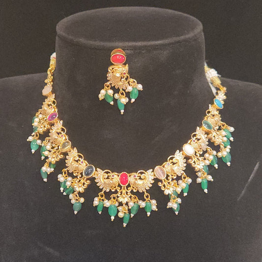 Navaratna Peacock Necklace Set