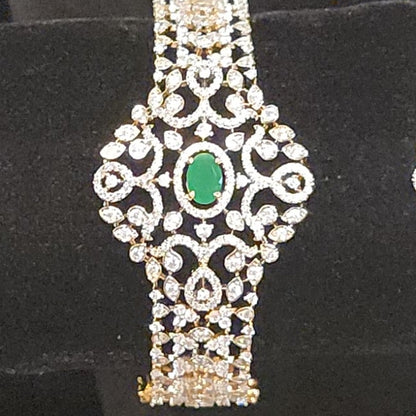 Designer Diamond Finish Bracelet with Vibrant Center Stone