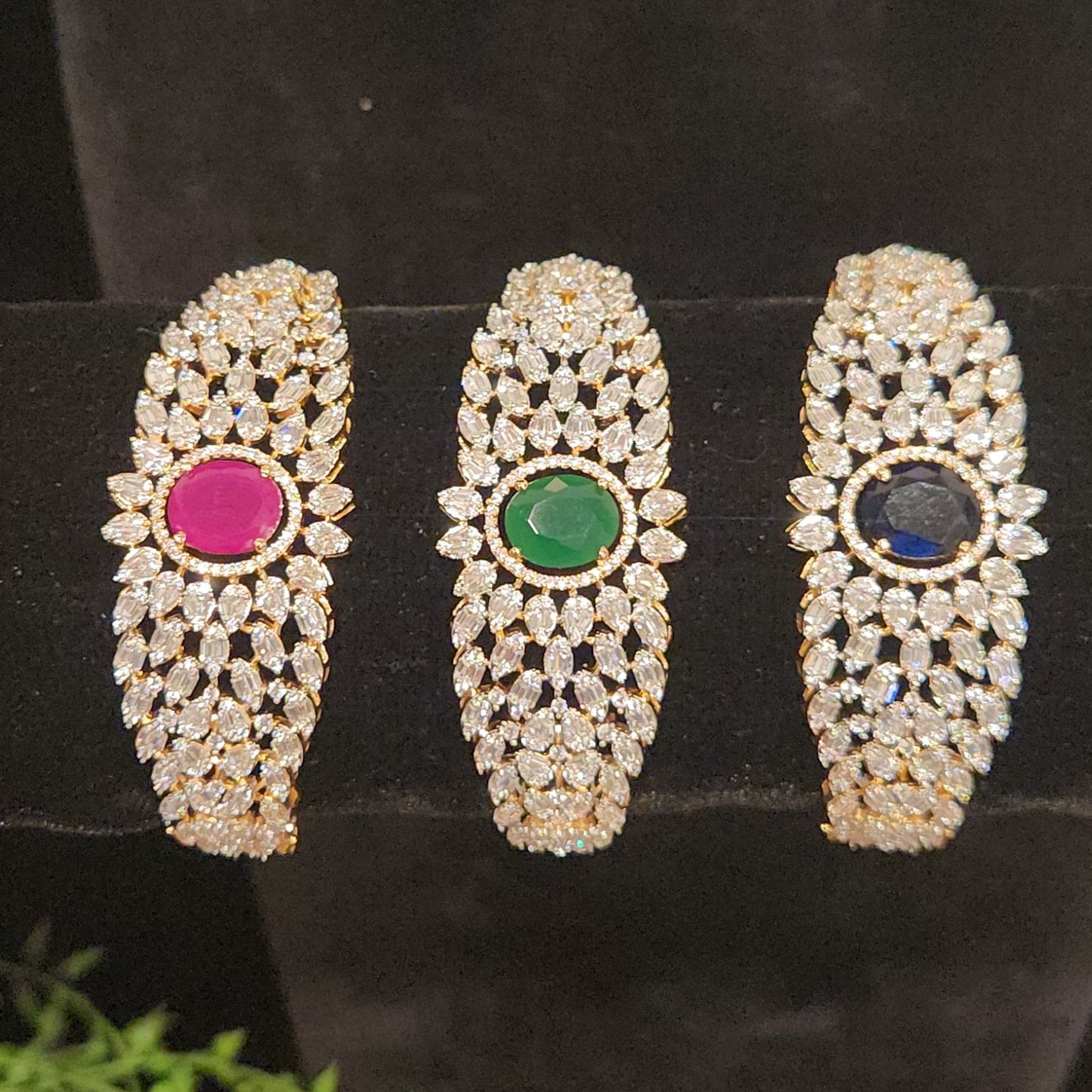 Designer Floral Drop Diamond Finish Bracelet