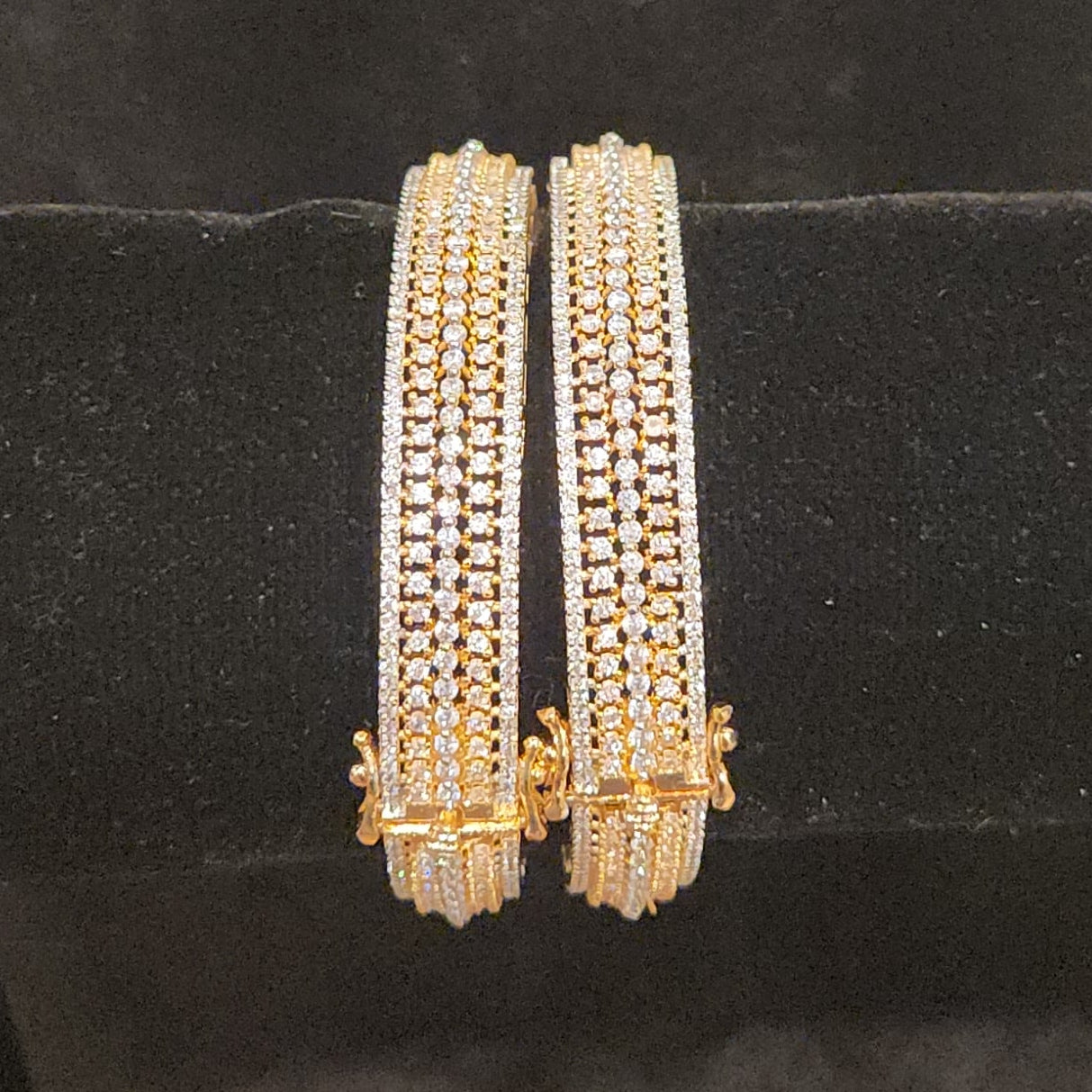 Modern Geometric Checks CZ Diamond Finish openable bangles