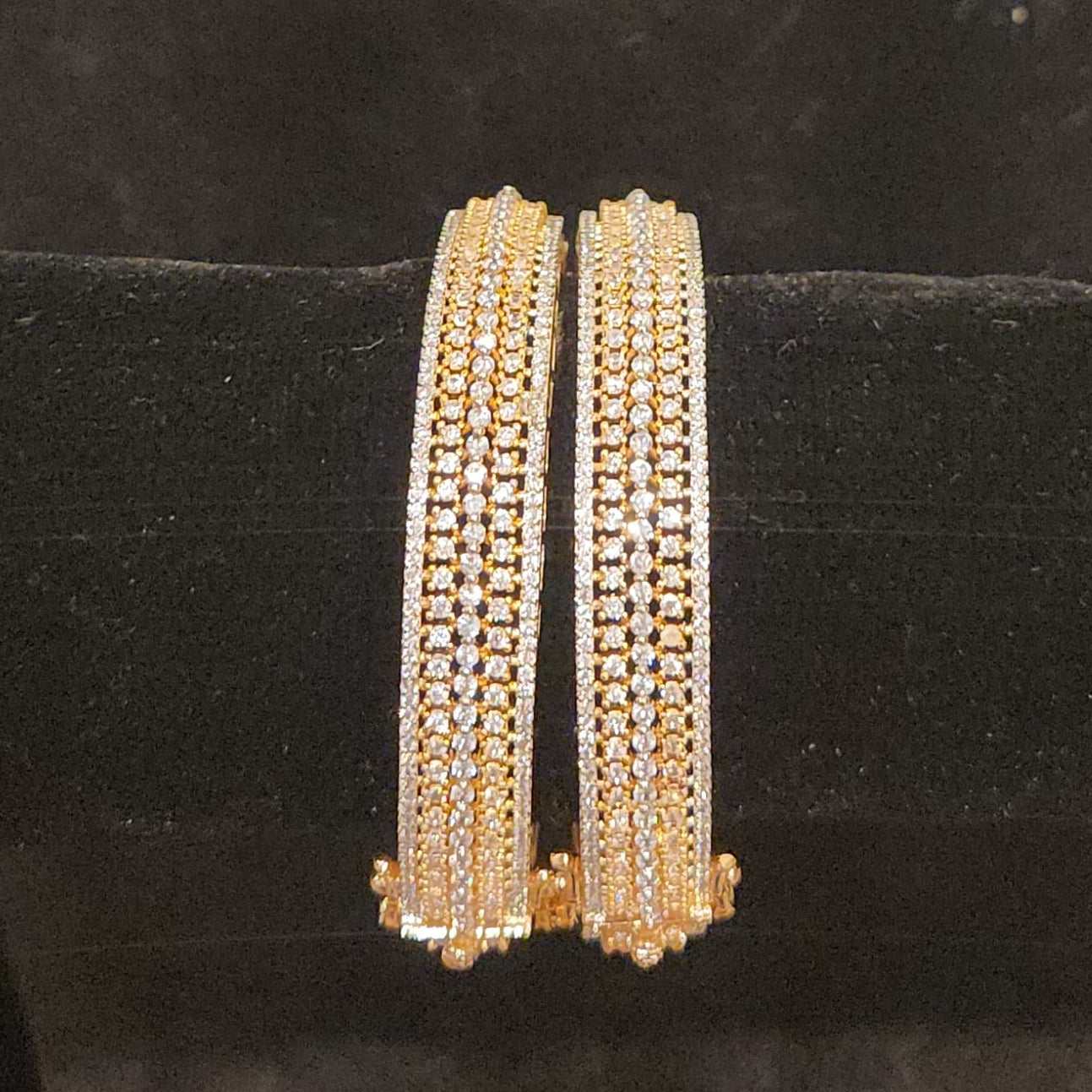 Modern Geometric Checks CZ Diamond Finish openable bangles