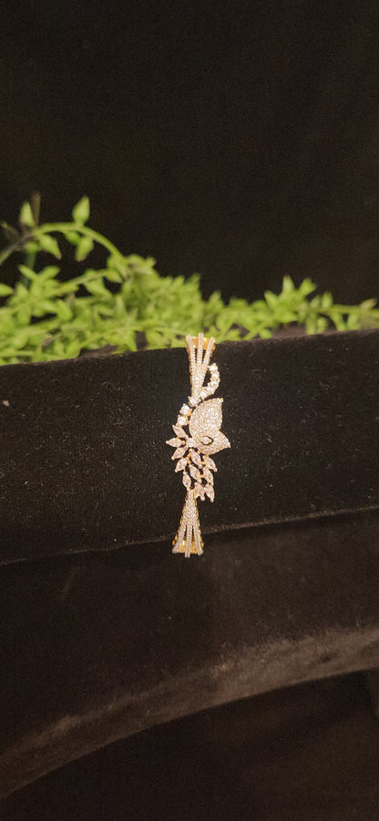 Majestic Peacock Design Diamond Finish Bracelet