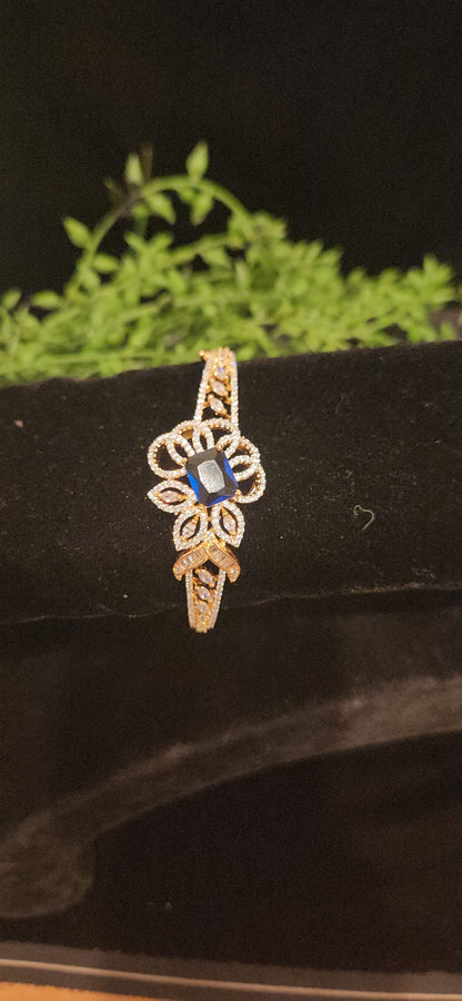 Statement Leaf CZ Large Center Stone Bracelet