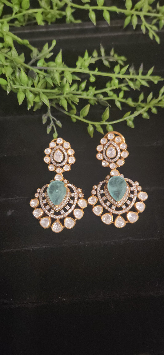 92.5 Silver Russian Emerald Earrings