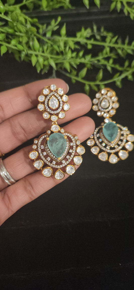 92.5 Silver Russian Emerald Earrings