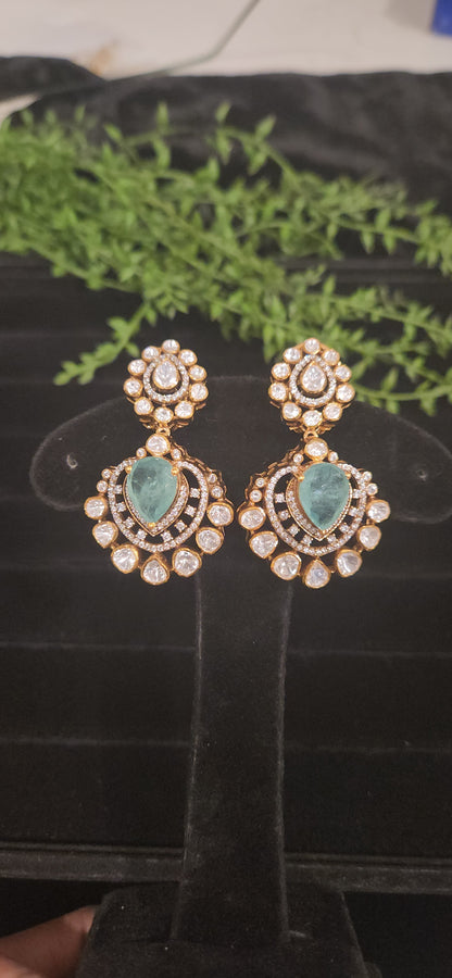 92.5 Silver Russian Emerald Earrings