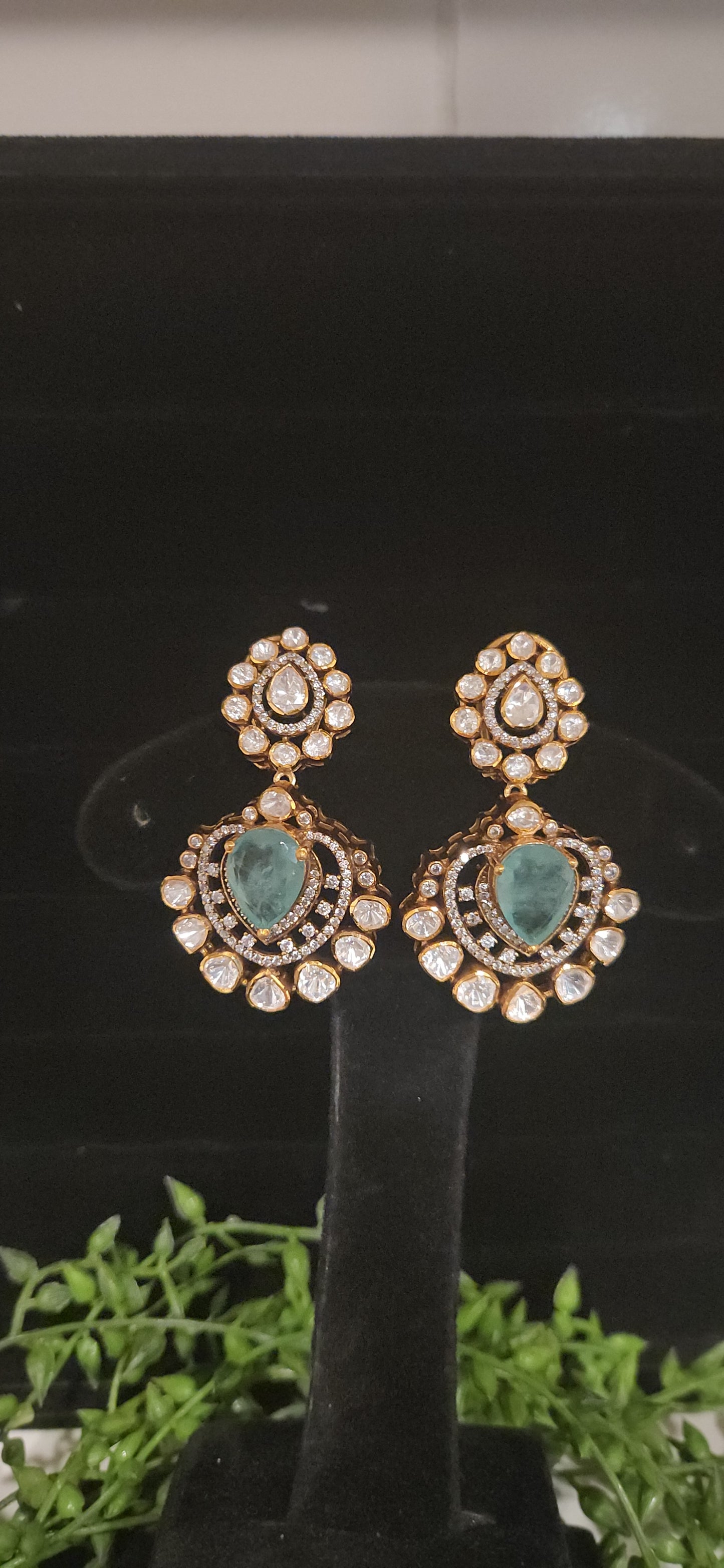 92.5 Silver Russian Emerald Earrings